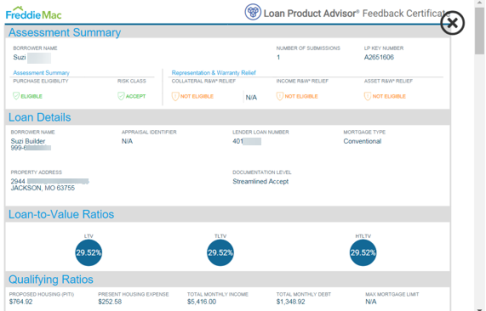 FreddieMac full feedback report
