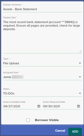 Add requirements, Add button