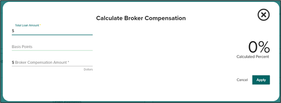 Calculate Broker Compensation screen