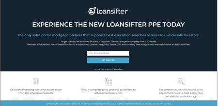 Loansifter Welcome screen 