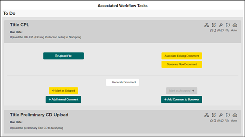 Associated Workflow Tasks 
