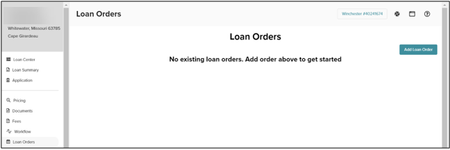 Add loan Orders button highlighted