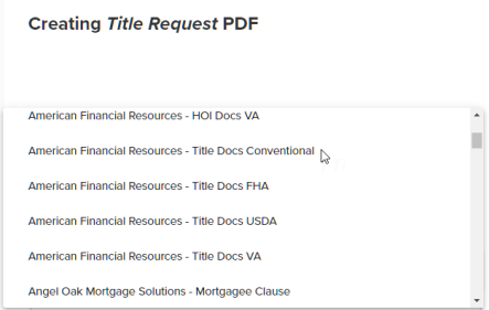 Title Request PDF options