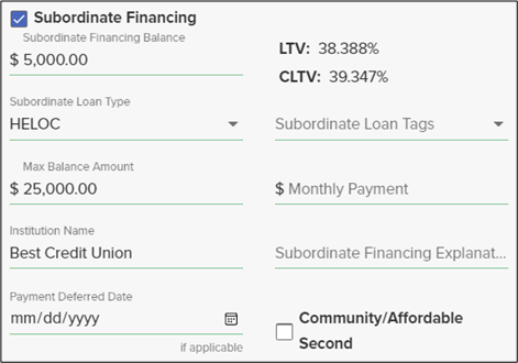 Subordinate financing Section