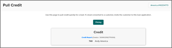 Pricing, Pull Credit