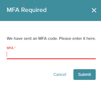 MFA Required screen