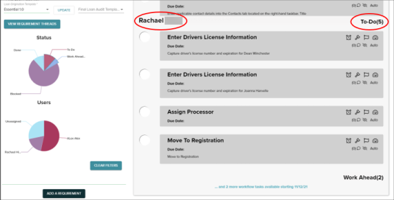 View threads, Name and to do list 