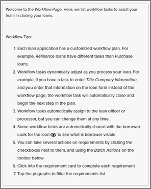 Workflow Tips section